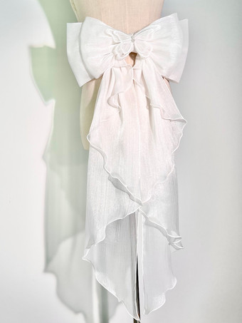 ホワイト 取り外し可能なトレインテールスイートロリータアクセサリーピンクのリボンバタフライアクセサリー