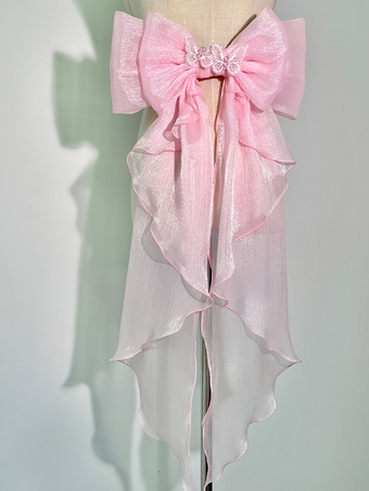 ピンク取り外し可能なトレインテールスイートロリータアクセサリーピンクのリボンバタフライアクセサリー