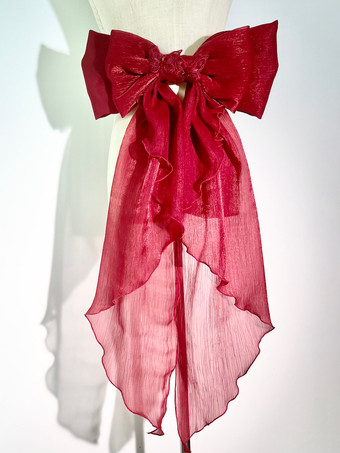 ワインレッド 取り外し可能なトレインテールスイートロリータアクセサリーピンクのリボンバタフライアクセサリー