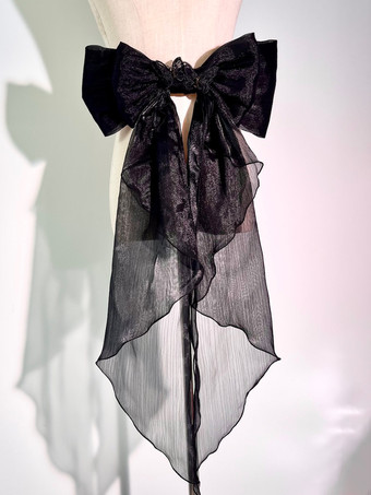 ブラック 取り外し可能なトレインテールスイートロリータアクセサリーピンクのリボンバタフライアクセサリー