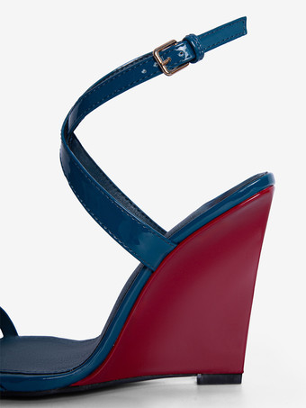 レディース ウェッジサンダル オープントゥ カラーブロック クリスクロスサンダル シューズ