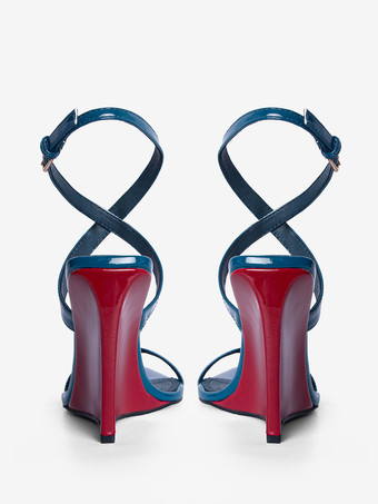 レディース ウェッジサンダル オープントゥ カラーブロック クリスクロスサンダル シューズ