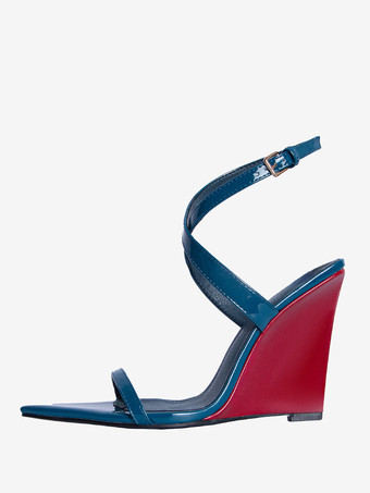 レディース ウェッジサンダル オープントゥ カラーブロック クリスクロスサンダル シューズ