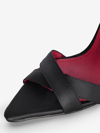 サテンウェッジサンダル オープントゥ クリスクロスサンダル レディース