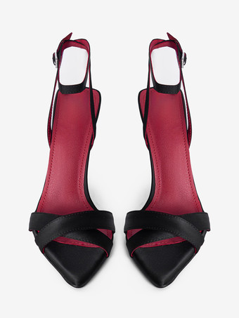 サテンウェッジサンダル オープントゥ クリスクロスサンダル レディース