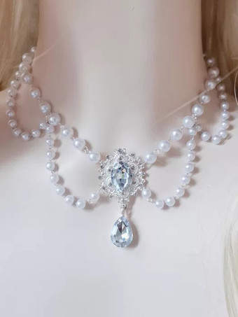 Accessori Lolita Rococò Dolci Perle Argento Strass Ciondoli Choker