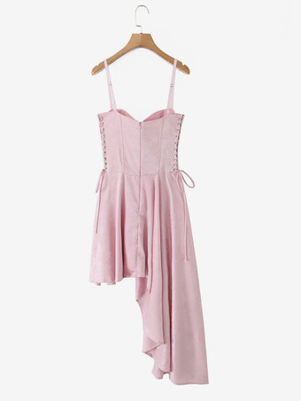 2025年夏向け、アシンメトリーヘムのジャカードミニパーティードレス