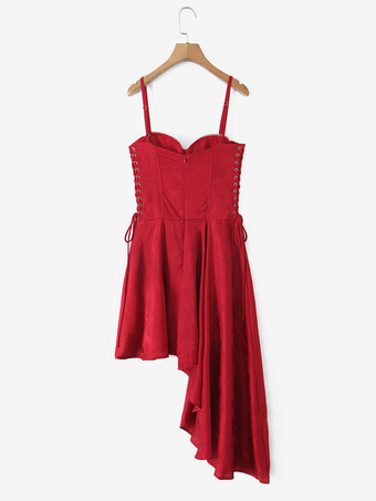 2025年夏向け、アシンメトリーヘムのジャカードミニパーティードレス