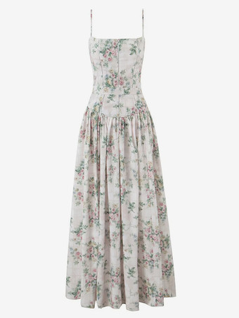 2025年夏のセミフォーマルイベントにぴったりのヴィンテージフローラルマキシスリップドレス