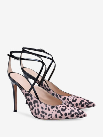 馬毛ハイヒール、ポインテッドトゥ、クリスクロスパンプス