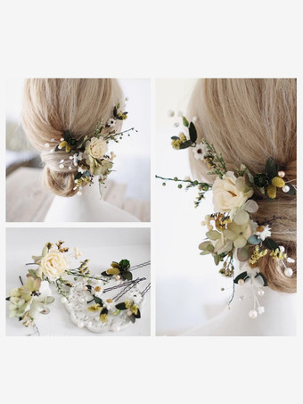 アイボリー ヘッドピースウェディングアクセサリーレーヨンヘアアクセサリー花嫁用