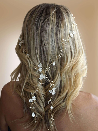 ゴールド ウェディングヘッドピースアクセサリー メタルブライダルヘアアクセサリー