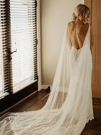 アイボリーウェディングラップ アイボリーショール チュールグロメット ブライダルカバーアップ