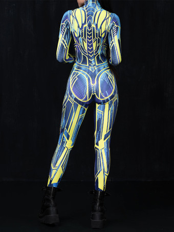 パターニング全身タイツ ハロウィン 大人用アニメキャラクターコスプレジャンプスーツ 3Dデジタルカラープリントボディスーツ キャットスーツ エアリアルヨガパフォーマンスステージ衣装