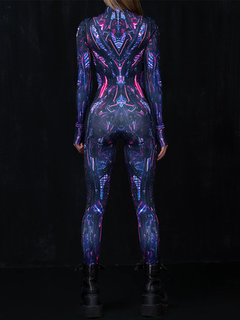 パターニング全身タイツ ハロウィン 大人用アニメキャラクターコスプレジャンプスーツ 3Dデジタルカラープリントボディスーツ キャットスーツ エアリアルヨガパフォーマンスステージ衣装