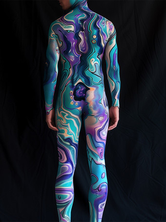 パターニング全身タイツ ハロウィン サイバーパンク メンズ ジャンプスーツ メカニカルアーマー コスプレ衣装 スチームパンク 伸縮性ボディスーツ ロンパース