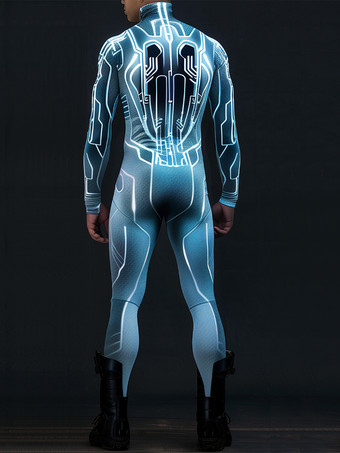 パターニング全身タイツ ハロウィン サイバーパンク メンズ ジャンプスーツ メカニカルアーマー コスプレ衣装 スチームパンク 伸縮性ボディスーツ ロンパース
