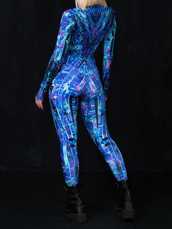 パターニング全身タイツ ハロウィン ボディスーツ キャットスーツ 大人用 アニメキャラクター コスプレ ジャンプスーツ 3D デジタルカラープリント エアリアルヨガ パフォーマンス ステージ衣装