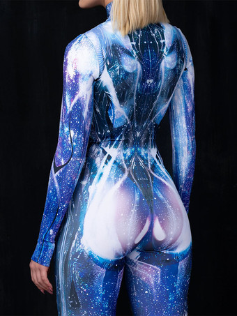 パターニング全身タイツ ハロウィン ボディスーツ キャットスーツ 大人用 アニメキャラクター コスプレ ジャンプスーツ 3D デジタルカラープリント エアリアルヨガ パフォーマンス ステージ衣装