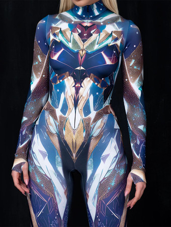 ブラウンパターニング全身タイツ ハロウィン 大人用アニメキャラクターコスプレジャンプスーツ 3Dデジタルカラープリントボディスーツ キャットスーツ エアリアルヨガパフォーマンスステージ衣装