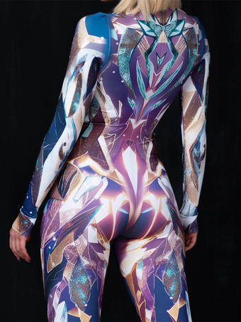 パターニング全身タイツ ハロウィン 大人用アニメキャラクターコスプレジャンプスーツ 3Dデジタルカラープリントボディスーツ キャットスーツ エアリアルヨガパフォーマンスステージ衣装