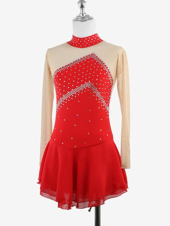 スケートコスチューム 女の子 レディース プロフィギュアスケート競技ドレス タートルネック バレリーナ衣装