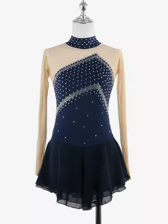 dark blue figure skating dresses Aurora Ice Ice Overnight Beaded Skating Dress Youth 12-14