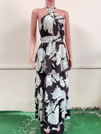 特別なイベントにぴったりの、ホルターネックとレイヤードスカートが映えるフローラル柄マキシドレス 2025
