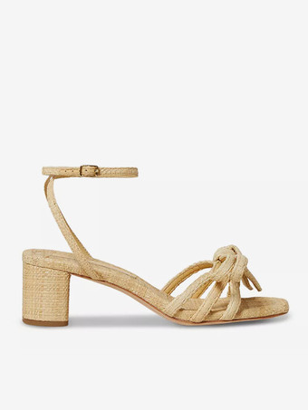 レディース チャンキーヒールサンダル リボン オープントゥ アンクルストラップサンダル シューズ