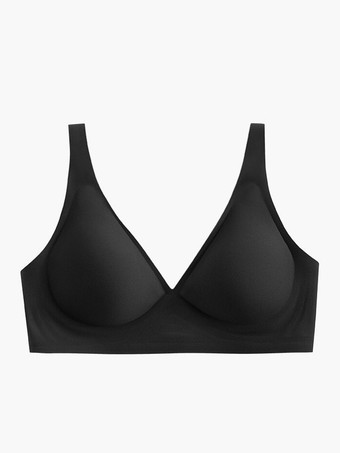 シームレスブラジャー 効果を最小限に抑える スリミング下着 深いVネック ワイヤレス 圧縮サポート 薄型 ソフトサポート 快適 ライト アプリコット ポリエステル ランジェリー