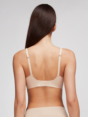 シームレスブラジャー 効果を最小限に抑える スリミング下着 深いVネック ワイヤレス 圧縮サポート 薄型 ソフトサポート 快適 ライト アプリコット ポリエステル ランジェリー