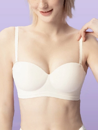 ホワイト フルカバーミニマイザーブラ、インビジブルストラップレスホルターネックブラ、ビスチェ、ブラックポリエステルランジェリー