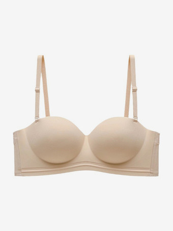 ライト アプリコットフルカバーミニマイザーブラ、インビジブルストラップレスホルターネックブラ、ビスチェ、ブラックポリエステルランジェリー