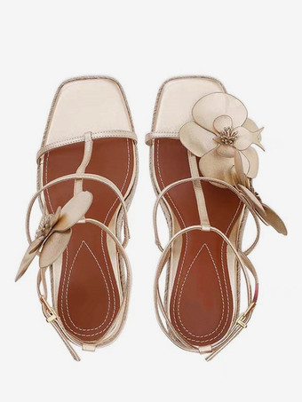 レディース ウェッジサンダル プラットフォーム オープントゥ フラワーディテール サンダルシューズ