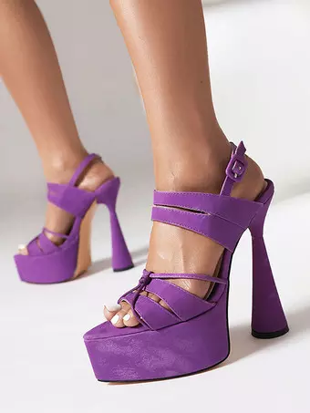 purple strappy dress sandals Purple High Heel Sandals Open Toe Strappy Sandal Shoes