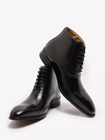 Mens Dress Boots British Pointy Toe Lace Up Leather Cap Toe Shoes - Milanoo.com Mens Dress Boots British Pointy Toe Lace Up Leather Cap Toe Shoes - Milanoo.com