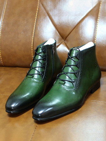 メンズドレスブーツ ハンドメイド本革アンクルブーツ