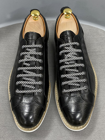 メンズドレスシューズ クロコダイル柄 レースアップ ハンドメイド本革シューズ