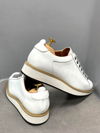 メンズドレスシューズ クロコダイル柄 レースアップ ハンドメイド本革シューズ