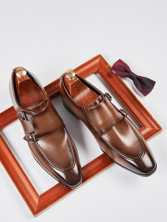 メンズローファー ポインテッドトゥ ブリティッシュ ダブルモンクシューズ メンズ ビジネス フォーマル 本革シューズ