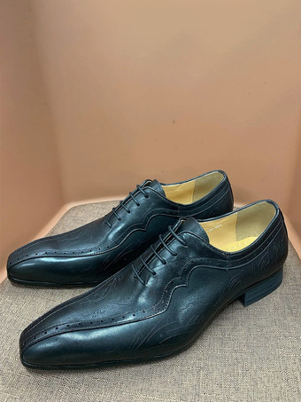 ブラック メンズドレスシューズ レースアップ ブローグ 本革 オックスフォード