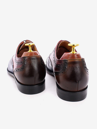 メンズ ブローグ ドレスシューズ レースアップ 本革 カラーブロック オックスフォード
