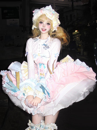 スイートロリータドレスJSKマルチレイヤーノースリーブ5ピーススーツ