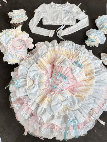 スイートロリータドレスJSKマルチレイヤーノースリーブ5ピーススーツ