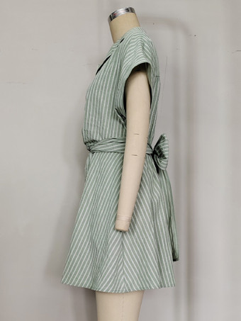 ウエストタイ付きストライプシャツミニドレス（カジュアル＆サマーウェア 2025）