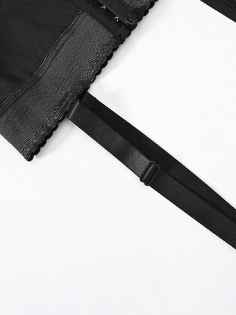 ランジェリー シェイプウェア ブラック フロントボタン ベリーベルト バックル サスペンダー ボディシェイピングパンツ ヒップ露出 ジャンプスーツ 取り外し可能なストラップ付き