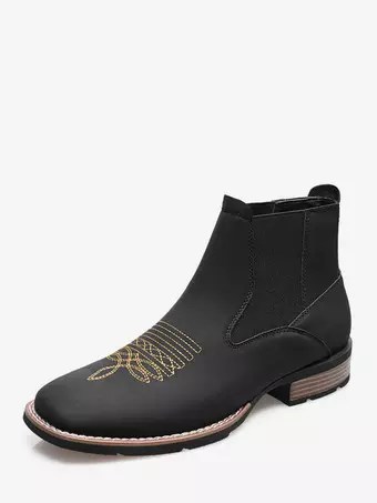 OPPOQ Stivali da Cowboy Western in Pelle con Punta Quadrata da Uomo Stivali da Lavoro Casual a metà Polpaccio Stivali Country Ricamati in Pelle OPPOQ Stivali da Cowboy Western in Pelle con Punta Quadrata da Uomo Stivali da Lavoro Casual a metà Polpaccio Stivali Country Ricamati in Pelle