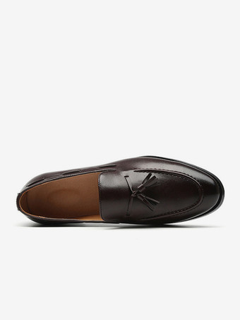 メンズ タッセルローファー スリッポン ポインテッドトゥ フラットシューズ カジュアルシューズ