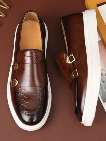 メンズ モンクストラップ バックル ローファー スリッポン チャンキーソール カジュアルシューズ