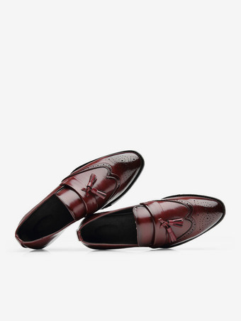 メンズ タッセルローファー スリッポン ポインテッドトゥ ウィングチップ ブローグシューズ ローヒール ペニーローファー